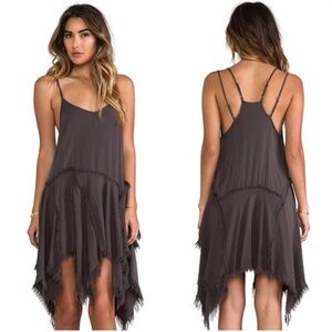 Intimately Free People Tattered Up Shred Slip Dress Gray Asymmetric Fairy Y2K-L